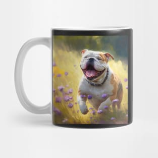 Wildflowers and Bulldog Impressionist Art Print Mug